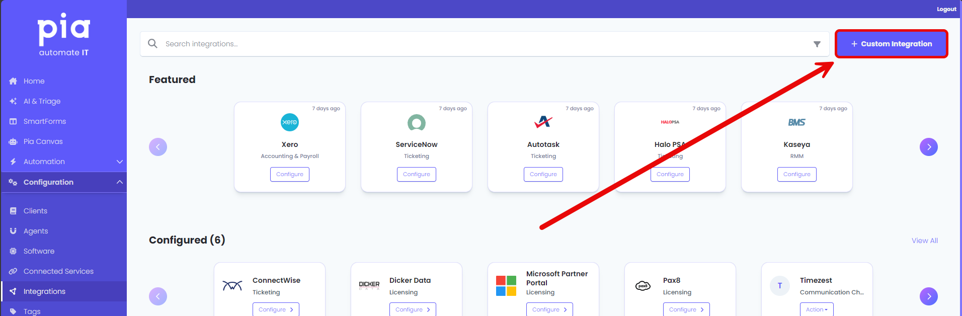 Setup Custom Integrations | Knowledge @Pia