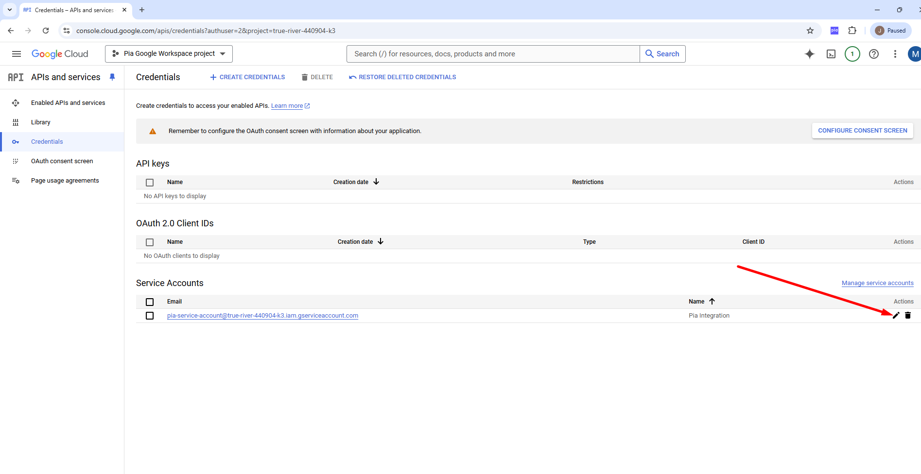 Google Workspace Generate Key Select