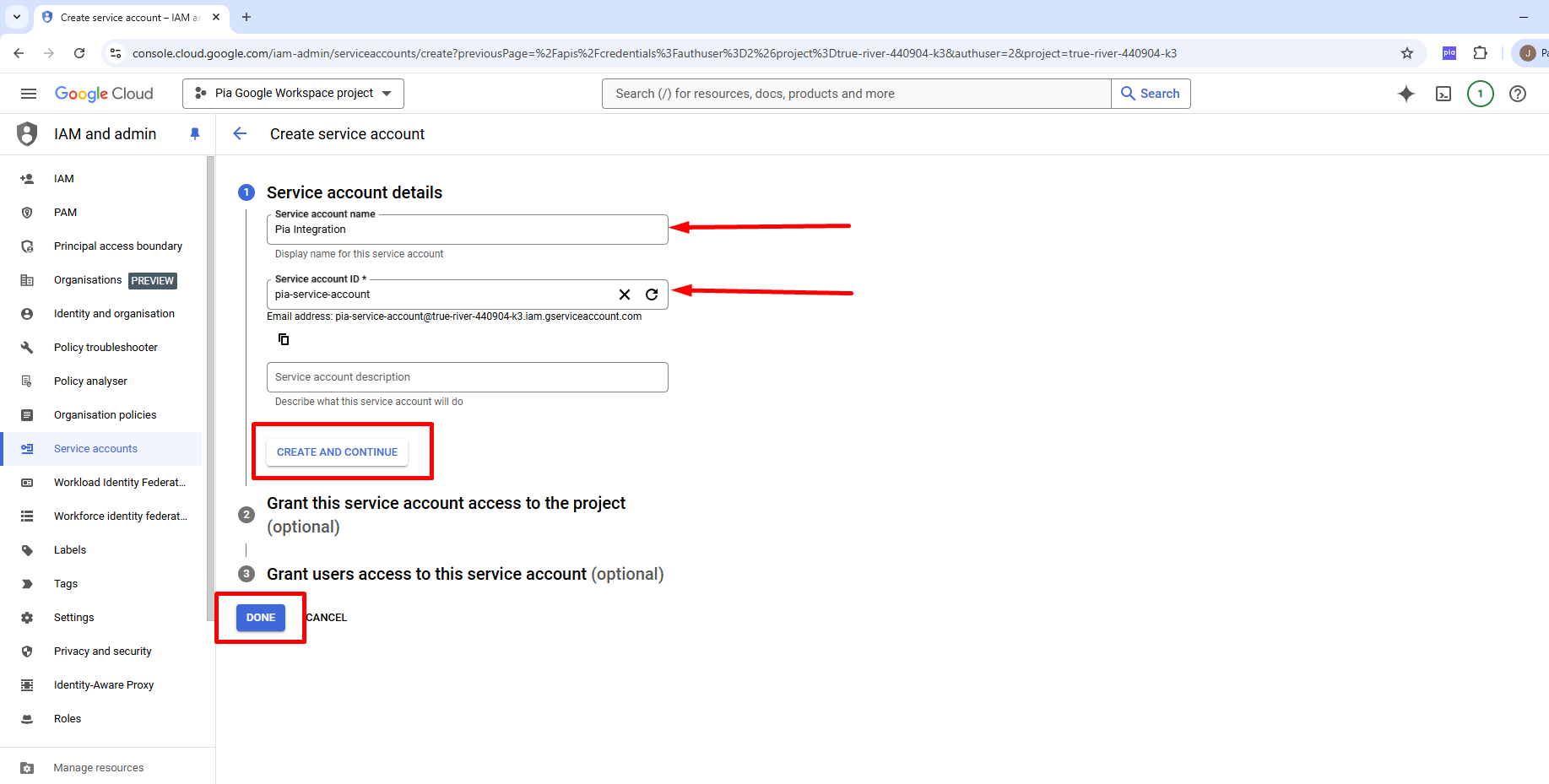 Google Workspace Credential Config